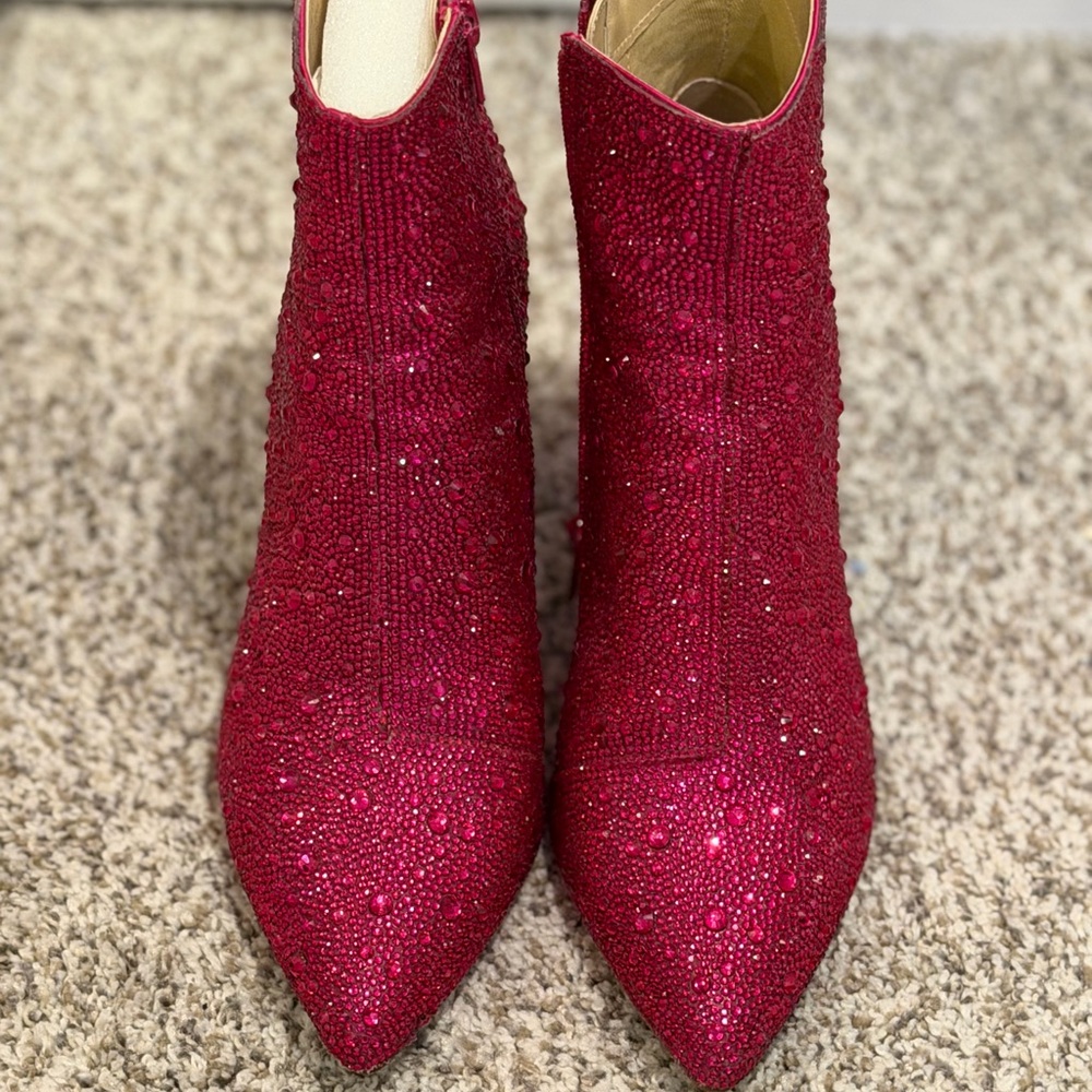 Betsey Johnson Sparkling Pink Ankle Booties